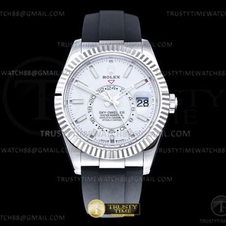 ZF공장 롤렉스 스카이드웰러 스틸 화이트다이얼 러버스트랩 텅스텐 Skydweller 336239 Wt WG/RU White ZF V2 Asia 2824