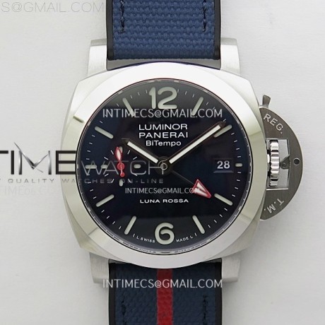 VS공장 파네라이 PAM1404 블루다이얼 블루러버스트랩 PAM1404 Z GMT SS VSF 1:1 Best Edition Blue Dial on Blue Rubber Strap Asian P900