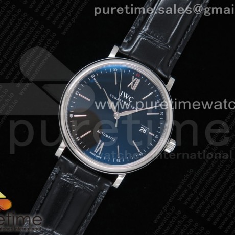 V7공장 포르토피노 블랙다이얼 악어스트랩 V7공장 Portofino Automatic SS IW356502 Black Dial on Black Croco Strap ETA2892