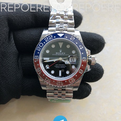 C+공장 롤렉스 GMT마스터2 펩시 스틸 레드블루베젤 쥬빌레브레이슬릿 씨플러스 GMT Master II 126710 BLRO Pepsi 904L SS C+F 1:1 Best Edition Black Dial on Jubilee Bracelet VR3285 CHS