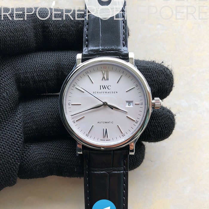 V7공장 포르토피노 화이트다이얼 악어스트랩 V7공장 Portofino Automatic SS IW356501 White Dial SS Markers on Black Croco Strap ETA2892