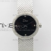 8848공장 디올 라 디 드 디올 스틸 블랙다이얼 브레이슬릿 La D de dior Satine SS Case 8848F 1:1 Best Edition Black Dial on SS bracelet Swiss Quartz