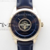 MI공장 오메가 드빌 투어빌론 로즈골드금통 블루다이얼 가죽스트랩 De Ville Tourbillon RG MIF Best Edition Blue Dial on Blue Leather Strap