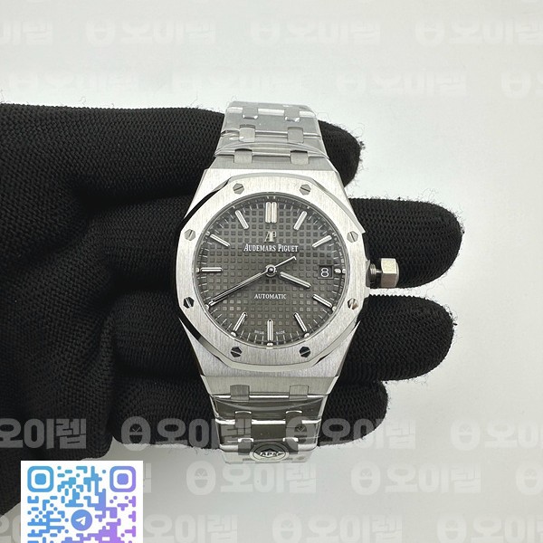 APS공장 오데마피게 로얄오크 15450 그레이다이얼 브레이슬릿 Royal Oak 37mm 15450 SS APSF 1:1 Best Edition Gray Textured Dial on SS Bracelet SA3120 Super Clone