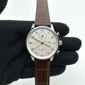ZF공장 IWC 포르투기저 화이트다이얼 골드핸즈 브라운가죽스트랩 Portuguese IW371604 ZF V3 1:1 Best Edition SS White Dial RG Markers on Brown Leather Strap A96355