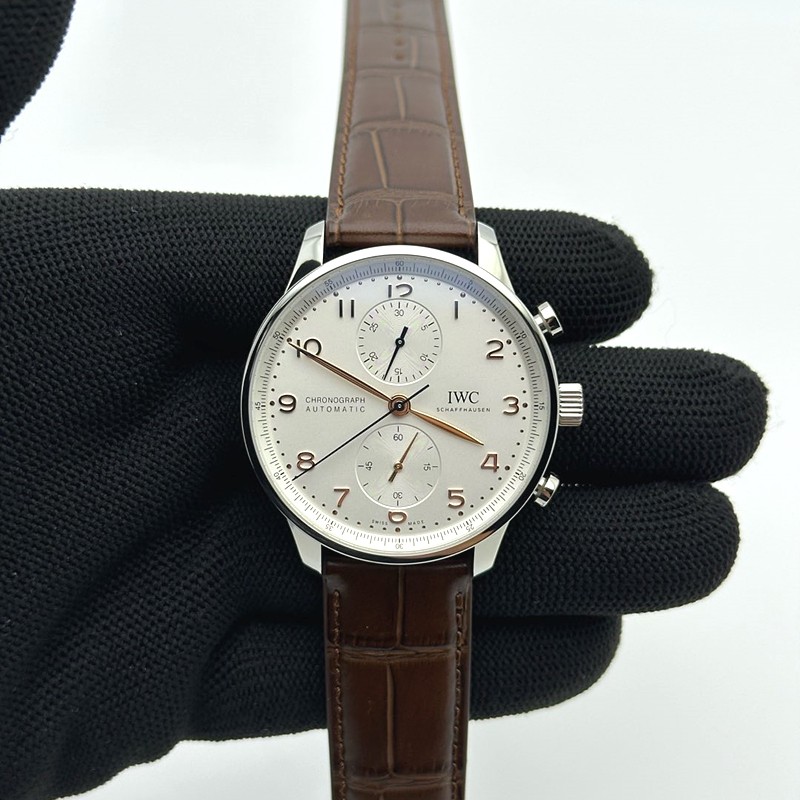 ZF공장 IWC 포르투기저 화이트다이얼 골드핸즈 브라운가죽스트랩 Portuguese IW371604 ZF V3 1:1 Best Edition SS White Dial RG Markers on Brown Leather Strap A96355