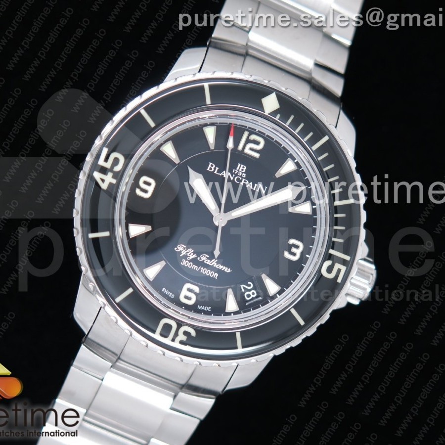 ZF공장 블랑팡 피프티패덤즈 스틸 블랙다이얼 브레이슬릿 Fifty Fathoms SS Black Black Dial on SS Bracelet A2836
