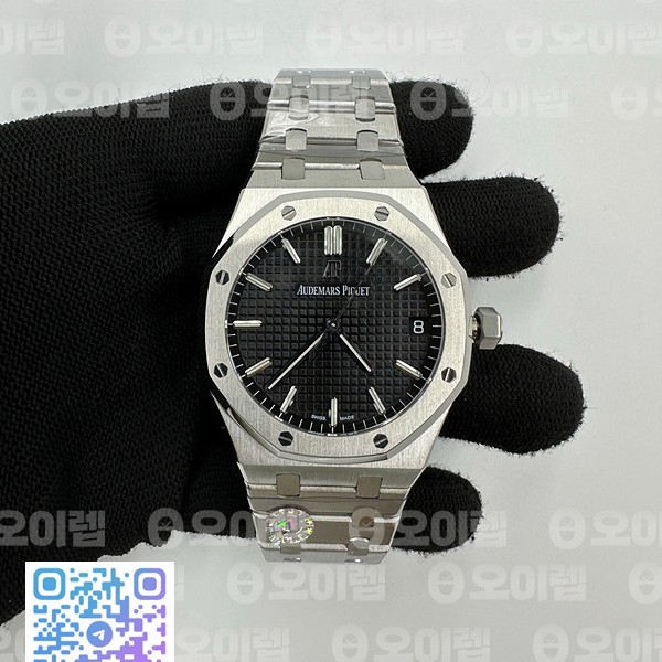 MP공장 오데마피게 로얄오크 15500 스틸 블랙다이얼 브레이슬릿 Royal Oak 41mm 15500 SS/SS Black MPF MY9015
