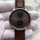 ZF공장 IWC 포르투기저 3714-82 크로노그래프 로즈골드 금통 챠콜다이얼 브라운스트랩v3 IWC Portuguese Chronograph 371482  v3