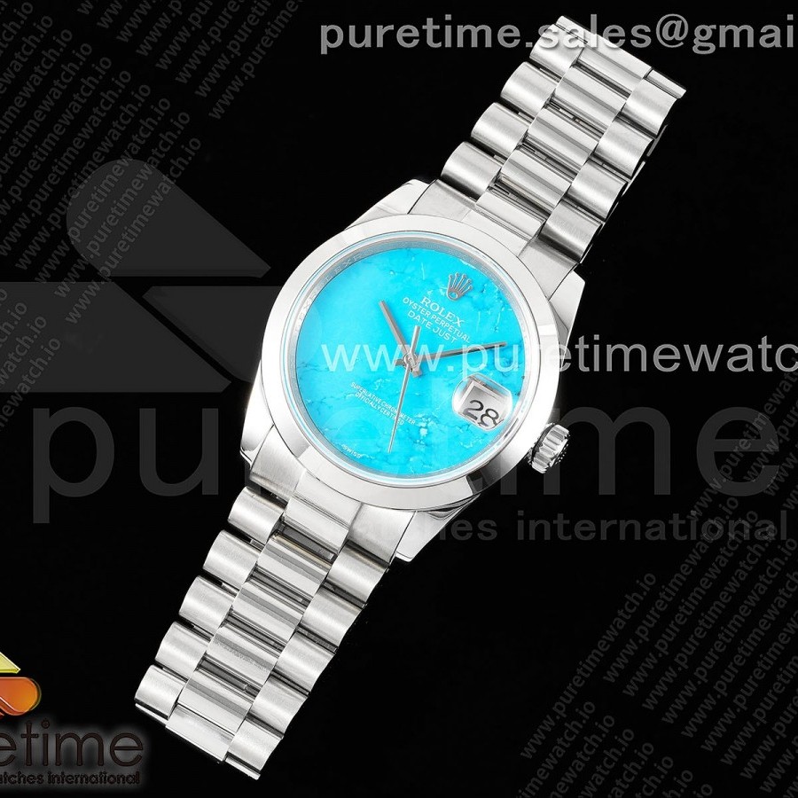 DD공장 롤렉스 데이데이트 36 스틸 블루스톤다이얼 브레이슬릿 Day Date 36 SS DDF Best Edition Polished Bezel Blue Stone Dial on SS Bracelet A2836