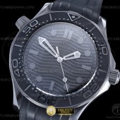 TWS공장 오메가 씨마스터 다이버300 스틸 블랙물결텍스쳐다이얼 러버스트랩 Seamaster 300m 43.5mm CER/RU All Black TWSF Asia 8806