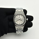 APS공장 오데마피게 로얄오크 15450 화이트다이얼 브레이슬릿 Royal Oak 37mm 15450 SS APSF 1:1 Best Edition White Textured Dial on SS Bracelet SA3120 Super Clone