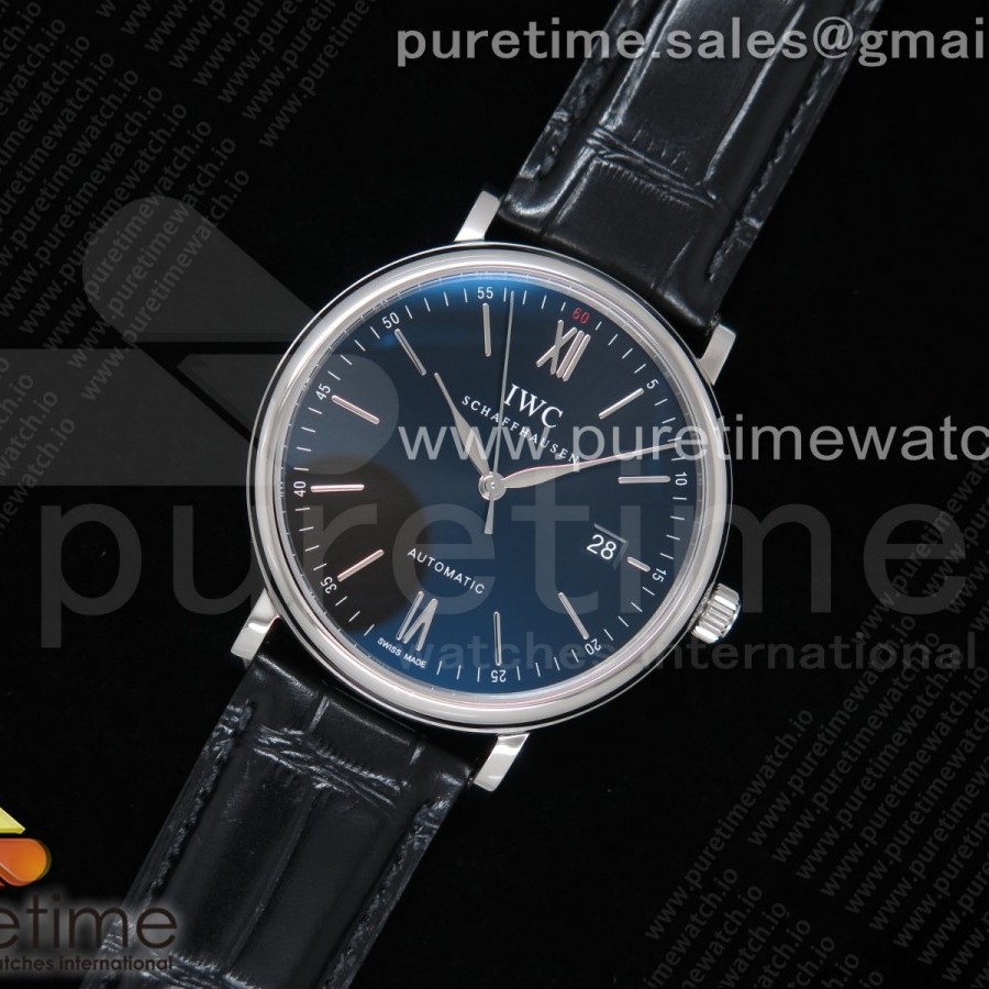 V7공장 포르토피노 블랙다이얼 악어스트랩 V7공장 Portofino Automatic SS IW356502 Black Dial on Black Croco Strap ETA2892