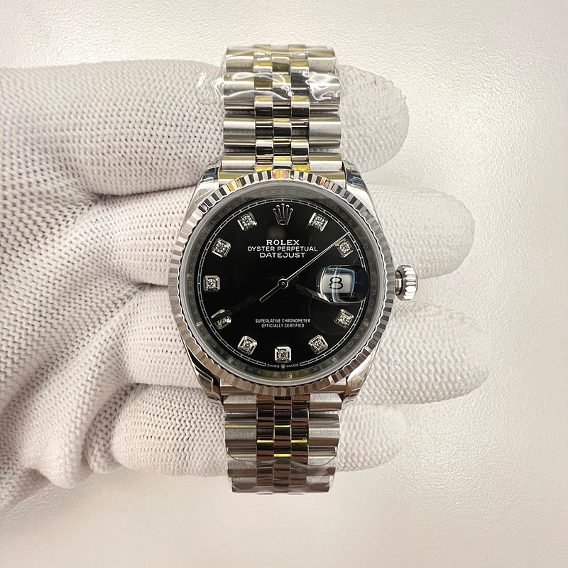 VS공장 롤렉스 데이저스트 36 텐포인트 블랙다이얼 플루티드베젤 쥬빌레브레이슬릿 10p DateJust 36 SS 126234 VSF 1:1 Best Edition 904L Steel Black Diamonds Dial on Jubilee Bracelet VS3235