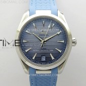 VS공장 오메가 아쿠아테라 써머블루 블루러버스트랩VS Aqua Terra 41mm VSF 1:1 Best Edition Summer Blue Dial on Blue Rubber Strap A8900 Super Clone