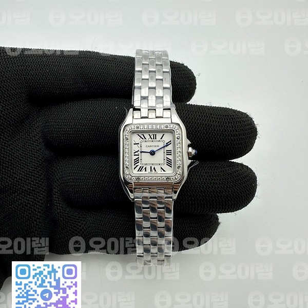K11공장 22mm까르띠에 팬더 시크릿 레이디즈 스틸앤다이아케이스 브레이슬릿Panthère Secrete Ladies 22mm SS Diamonds Bezel  White Dial on SS Bracelet Ronda Quartz