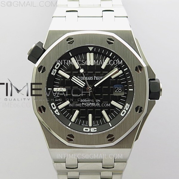 APS공장 오데마피게 로얄오크오프쇼어 다이버 15703 브레이슬릿 Royal Oak Offshore Diver 15703 APSF 1:1 Best Edition Black Dial on SS Bracelet SA3120 Super Clone