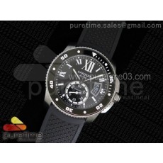 TF공장 까르띠에 칼리브 드 까르띠에 스틸 블랙다이얼 블랙 러버 Cartier Calibre de Cartier SS/Black Dial