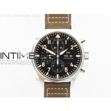 ZF공장 IWC 파일럿 20주년기념 한정판 PILOT CHRONO 20TH  BLACK DIAL ON BROWN LEATHER STRAP A7750