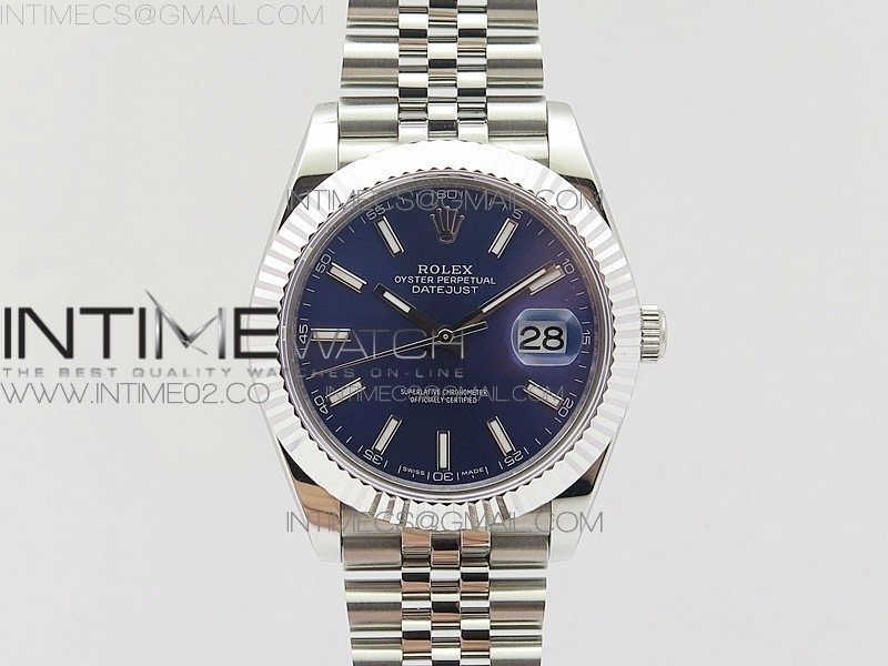 BP 롤렉스 데이저스트 41 스틸 블루다이얼 바인덱스 V2 DATEJUST II 41MM BLUE DIAL SUPERLUMED SMALL STICKS MAKERS ON NEW VERSION JUBILEE BRACELET