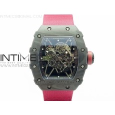 KV V2 리차드밀 RM035-01 카본 레드크라운 레드나일론스트랩 RM035-01 FORGED CARBON CASE V2 SKELETON DIAL RED CROWN ON RED NYLON STRAP MIYOTA8215