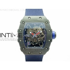 KV V2 리차드밀 RM035-01 카본 레드크라운 블루나일론스트랩 RM035-01 FORGED CARBON CASE V2 SKELETON DIAL BLUE CROWN ON BLUE NYLON STRAP MIYOTA8215