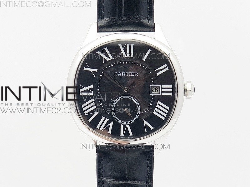 TF공장 까르띠에 드라이브 드 까르띠에 스틸 블랙다이얼 가죽스트랩 DRIVE DE SS BLACK TEXTURED DIAL ON LEATHER STRAP A23J TO 1904-PS MC