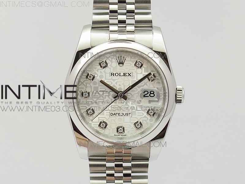 DJ공장 V2 롤렉스 데이저스트 36MM 돔베젤 다이아몬드화이트다이얼 쥬빌레브레이슬릿 DATEJUST 36MM 116234 SMOOTH BEZEL V2 DIAMOND SLIVER JUBILEE DIAL ON SS JUBILEE BRACELET SA3135