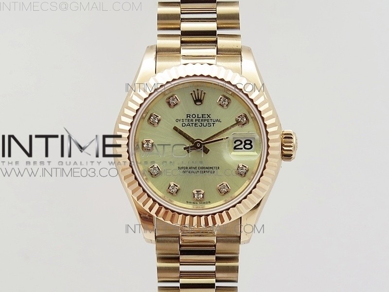 BP공장 롤렉스 데이저스트 28mm 로즈골드금장 화이트 로즈골드다이얼 브레이슬릿 DATEJUST 28MM RG DIAMOND BEZEL WHITE ROSE GOLD DIAL ON RG BRACELET ETA2671