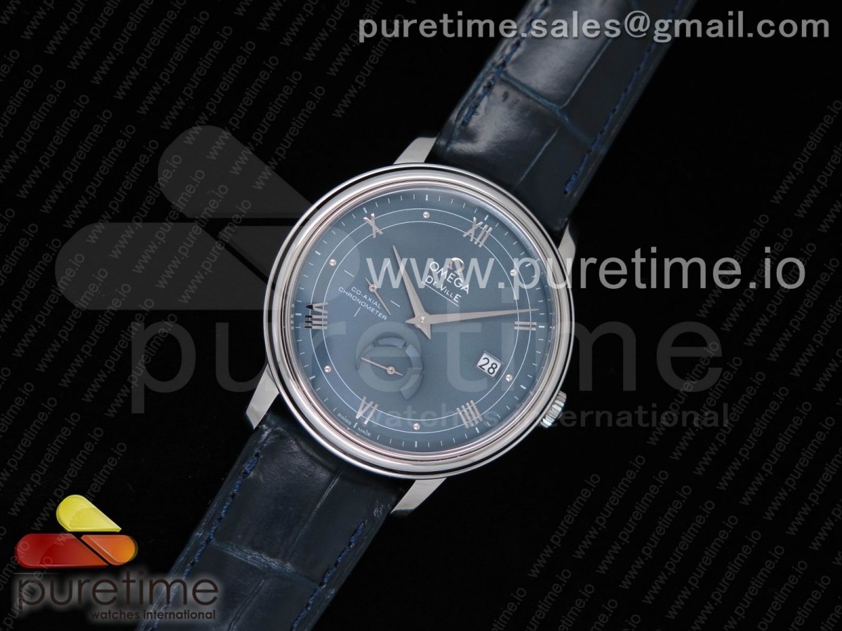 TW공장 오메가 드빌 프레스티지 스틸 딥블루다이얼 가죽스트랩 De Ville Prestige Real Power Reserve SS Deep Blue Dial on Blue Leather Strap A2824