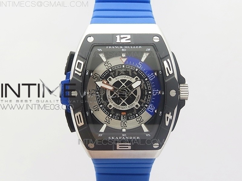 프랭크뮬러 콘퀴스타도르 스틸 블루컨셉 러버스트랩 CONQUISTADOR SS BLUE ON BLUE RUBBER STRAP MIYOTA 8215