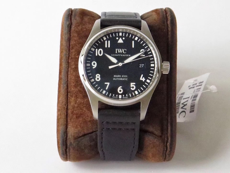 V7공장 IWC 파일럿 마크18 스틸 블랙다이얼 가죽스트랩 Mark XVIII IWC327009 SS/LE Black V7F