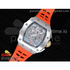 KV공장 리차드밀 RM11-03 스틸 크리스탈스켈레톤다이얼 오렌지레이싱러버스트랩 RM11-03 SS Crystal Skeleton Dial on Orange Racing Rubber Strap A7750