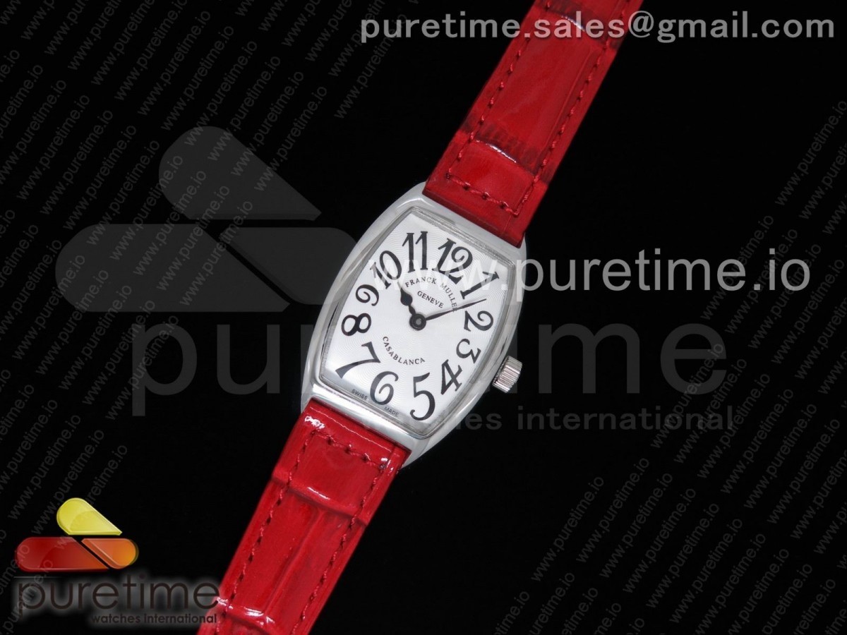 OX공장 프랭크뮬러 카사블랑카 레이디스 스틸 화이트다이얼 레드가죽스트랩 Casablanca Ladies SS White Textured Dial on Red Leather Strap Jap Quartz