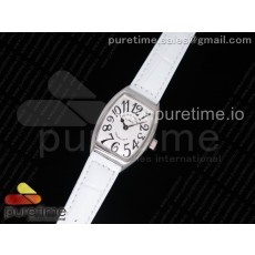 OX공장 프랭크뮬러 카사블랑카 레이디스 스틸 화이트다이얼 화이트가죽스트랩 Casablanca Ladies SS White Textured Dial on White Leather Strap Jap Quartz