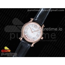 OX공장 쇼파드 해피스포츠 로즈골드금장 화이트다이얼 가죽스트랩 Happy Sport Automatic RG 36mm White Dial on Black Leather Strap A2892