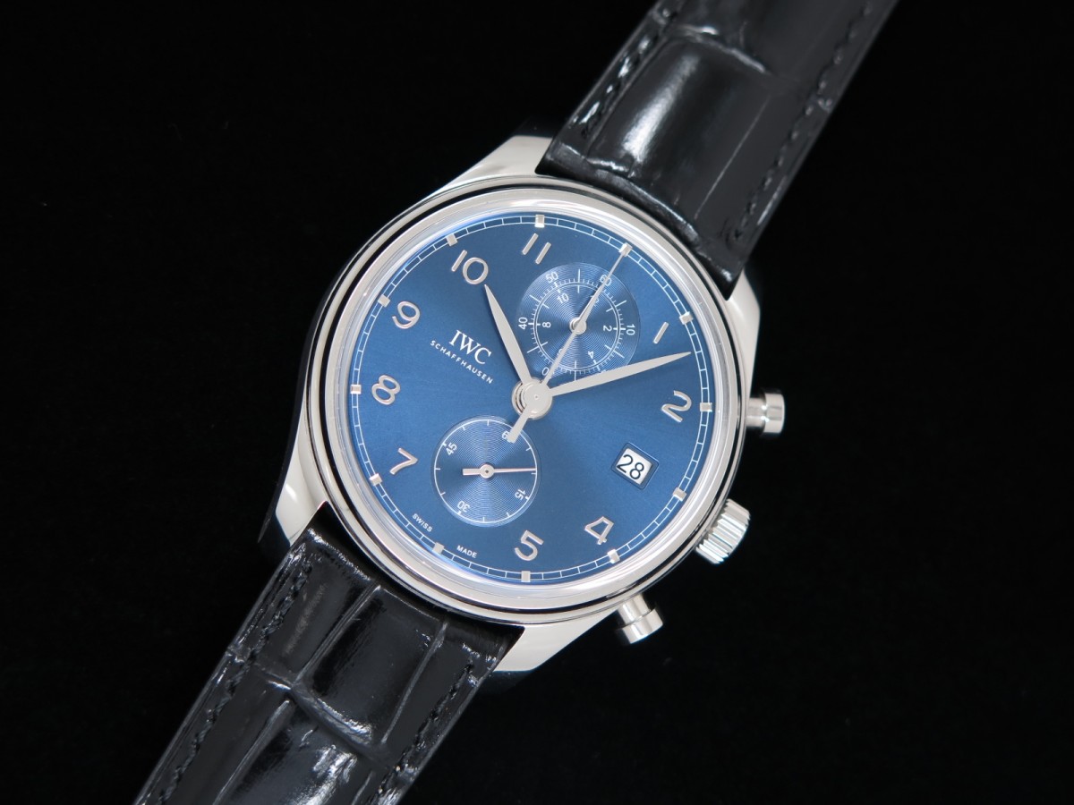 YL공장 IWC 포르투기저 크로노 클래식 42 스틸 블루다이얼 가죽스트랩 IWC Portugieser Chrono Classic 42 IW3903 Blue Dial on Black Leather Strap A7750