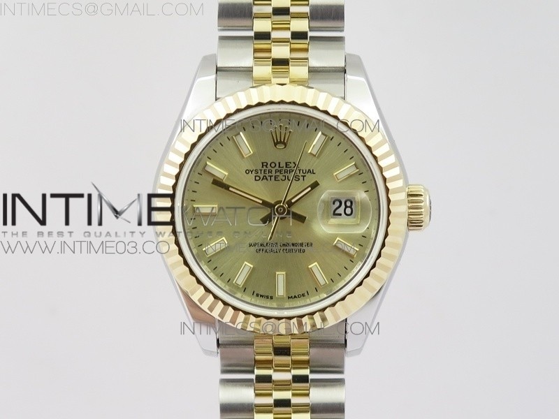 롤렉스 레이디 데이저스트 28MM 옐로우골드포금 콤비 샴페인다이얼 브레이슬릿 DATEJUST 28MM WRAPPED SS/YG GOLD DIAL STICKS MARKERS ON WRAPPED SS/YG BRACELET ETA2671