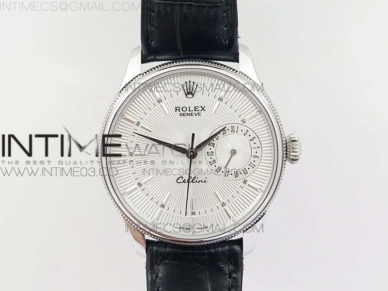 MK공장 롤렉스 셀리니 50519 리얼데이트 스틸 실버다이얼 가죽스트랩 CELLINI 50519 REAL DATE SS SILVER DIAL STICKS MARKERS ON BLACK LEATHER STRAP A3165