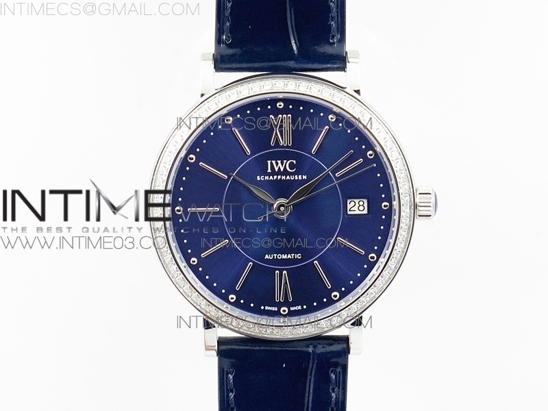 MK공장 IWC 포르토피노 IW458101 다이아베젤 스틸 블루다이얼 가죽스트랩 IWC PORTOFINO IW458101 DIAMOND BEZEL SS BLUE DIAL ON BLUE LEATHER STRAP MIYOTA 9015