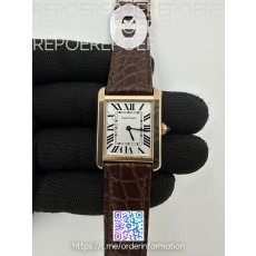 AF공장 까르띠에 탱크솔로 24 스몰 로즈골드금장 화이트다이얼 가죽스트랩 TANK SOLO LADIES 24MM RG WHITE DIAL ON BROWN LEATHER STRAP RONDA QUARTZ