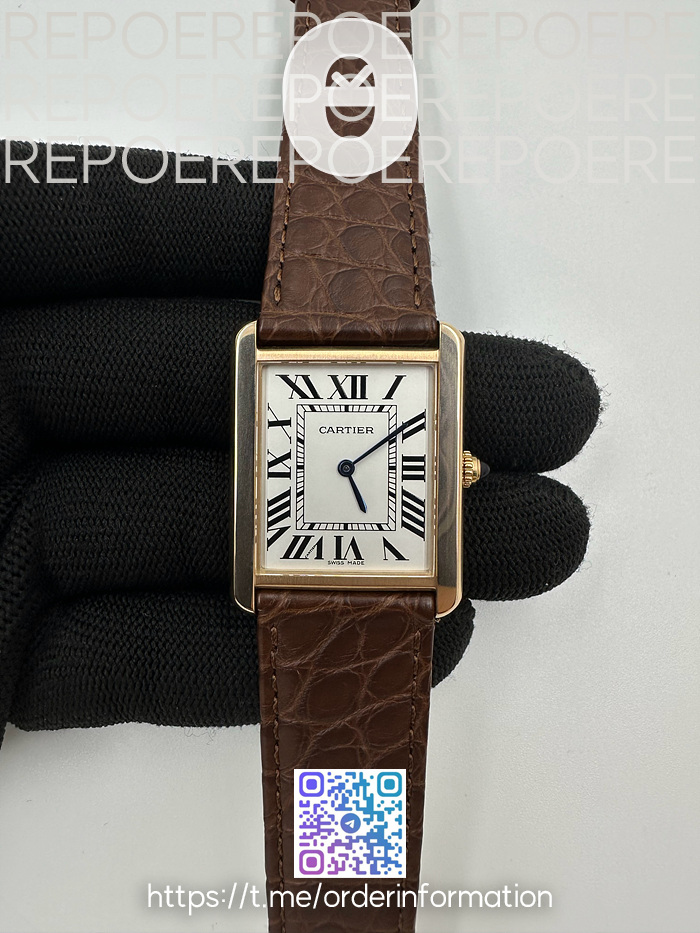 AF공장 까르띠에 탱크솔로 27 라지 로즈골드금장 화이트다이얼 가죽스트랩 TANK SOLO LADIES 27MM RG WHITE DIAL ON BROWN LEATHER STRAP RONDA QUARTZ