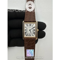 AF공장 까르띠에 탱크솔로 27 라지 로즈골드금장 화이트다이얼 가죽스트랩 TANK SOLO LADIES 27MM RG WHITE DIAL ON BROWN LEATHER STRAP RONDA QUARTZ