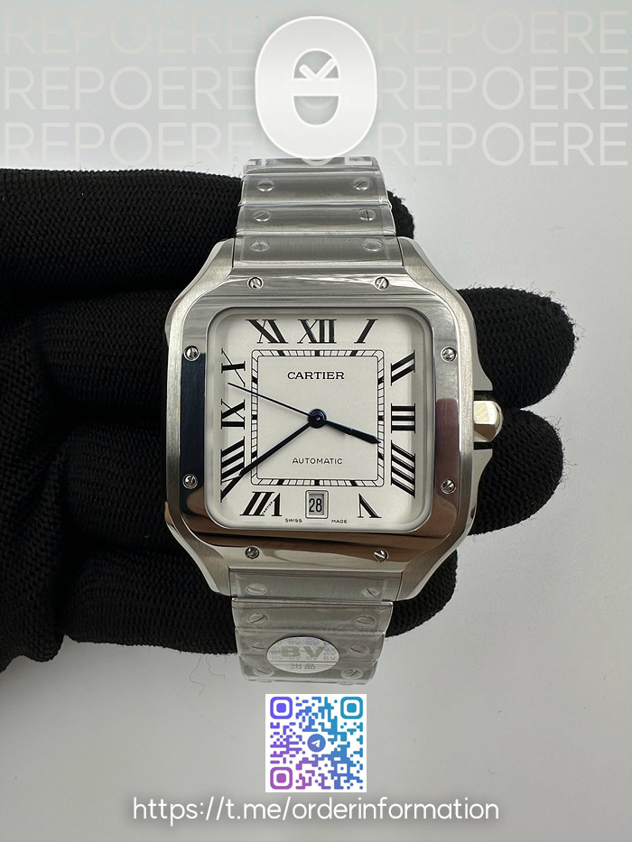 BV공장 까르띠에 산토스 40MM 라지 2018 스마트링크브레이슬릿 Santos de Cartier 40mm 2018 White Dial on SS SmartLinks Bracelet MIYOTA 9019