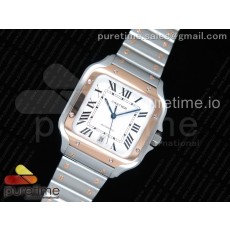 BV공장 까르띠에 산토스 40MM 라지 2018 로즈골드콤비 스마트링크브레이슬릿 Santos de Cartier 40mm 2018 RG Bezel White Dial on SS SmartLinks Bracelet MIYOTA 9019