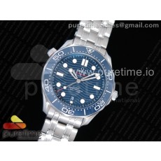 OM공장 오메가 씨마스터 다이버300 스틸 블루물결텍스쳐다이얼 브레이슬릿  2018 Seamaster Diver 300M Blue Ceramic Blue Dial on SS Bracelet A8800 (Black Balance Wheel)