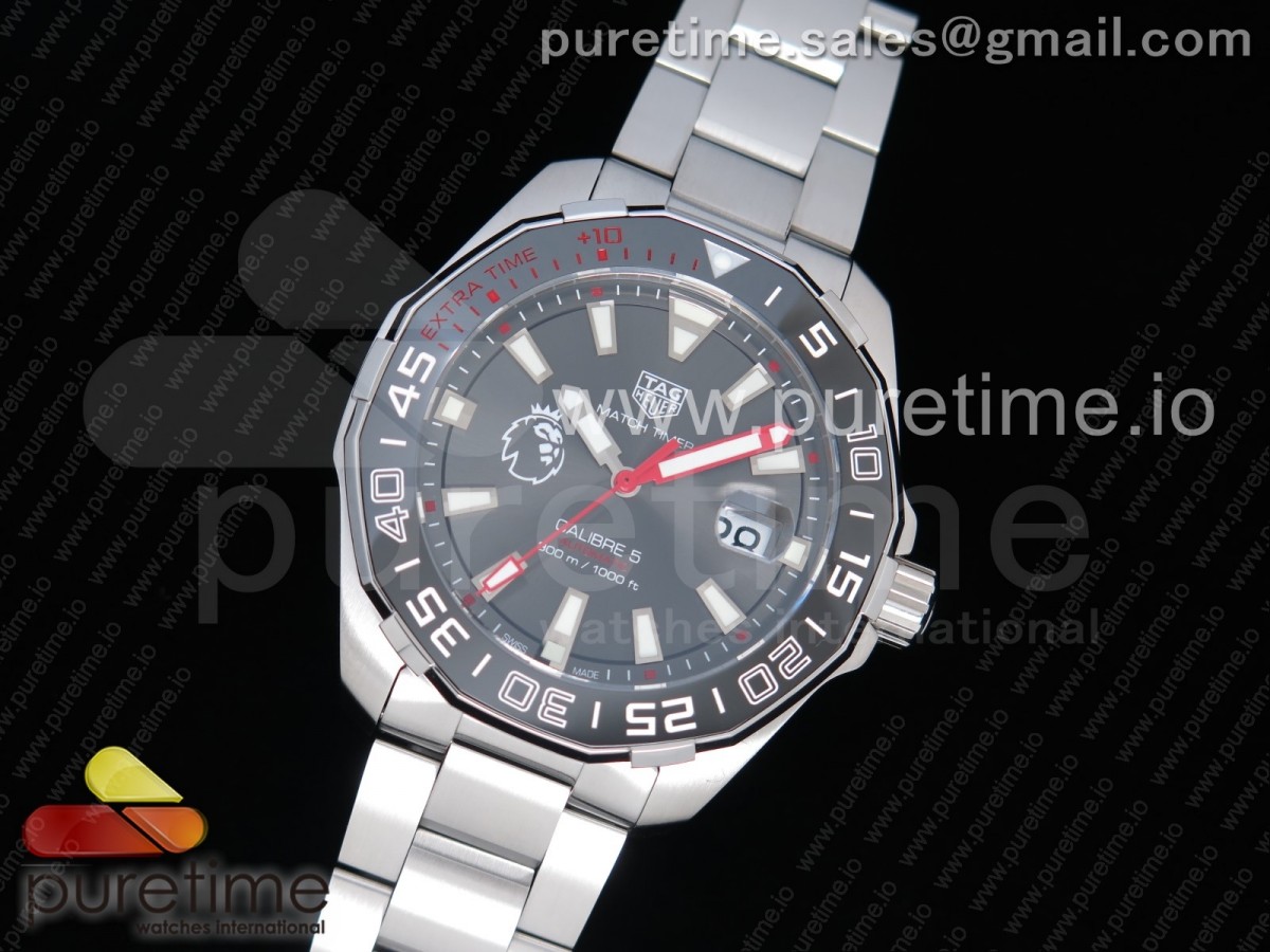 OX공장 태그호이어 아쿠아레이서 칼리버5 43MM 스틸 프리미어리그에디션 브레이슬릿Aquaracer English Premier League Limited 43mm SS Gray Dial on SS Bracelet SW200