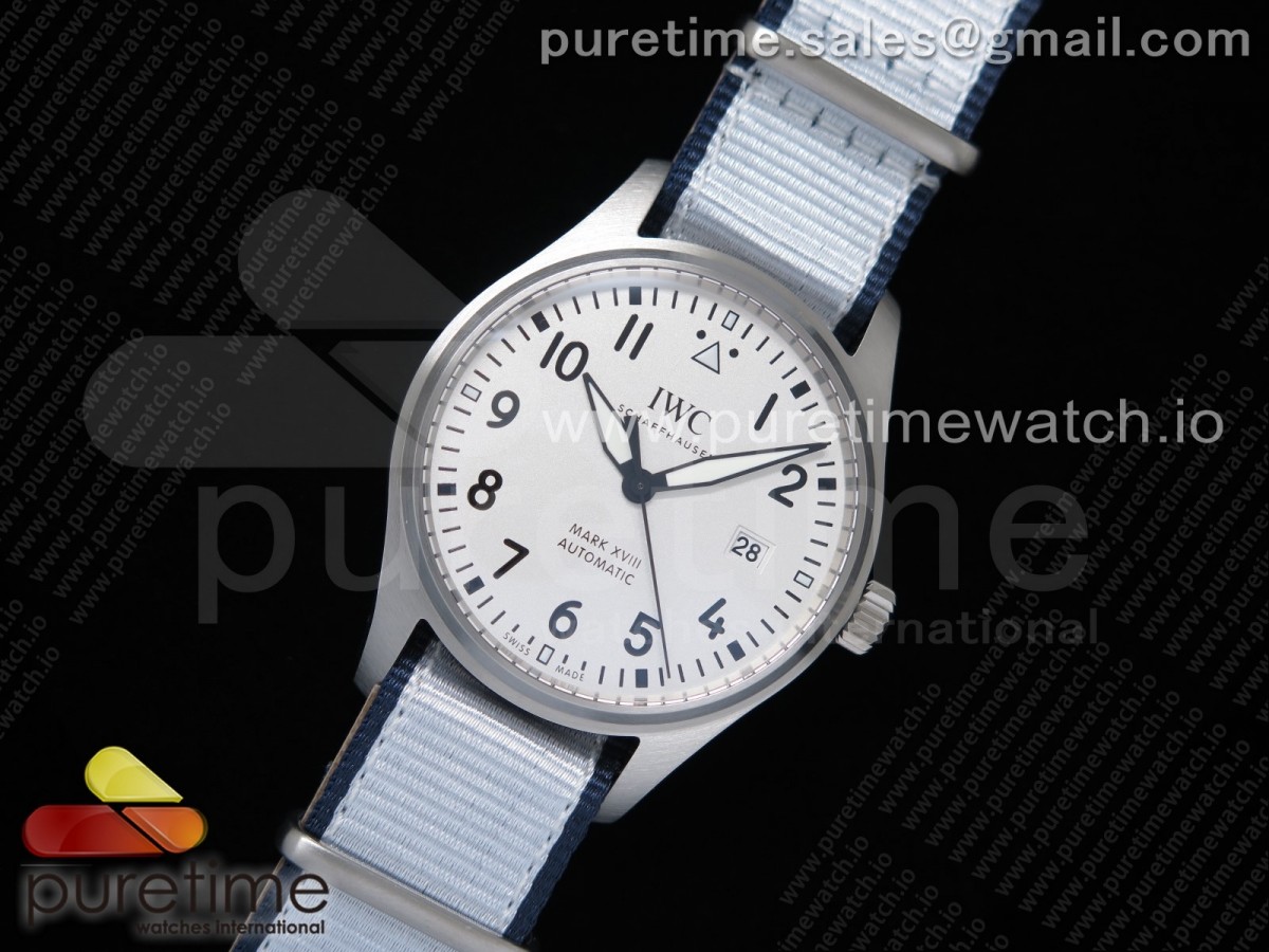 M+F공장 IWC 마크18 화이트다이얼 나일론스트랩 Mark XVIII IW327002 SS White Dial on White Nylon Strap A35111 (Free Leather)