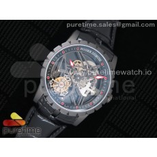 BBR공장 로져드뷔 엑스칼리버 투어빌론 PVD 스켈레톤다이얼 가죽스트랩 Excalibur Rddbex0393 PVD Skeleton Dial on Black Leather Strap A2136 Tourbillon