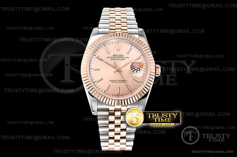 BP공장 롤렉스 데이저스트 36 로즈골드 콤비 로즈골드다이얼 브레이슬릿 DateJust 36mm Jub Flt RG/SS Rose Gold/Stick BP A2813